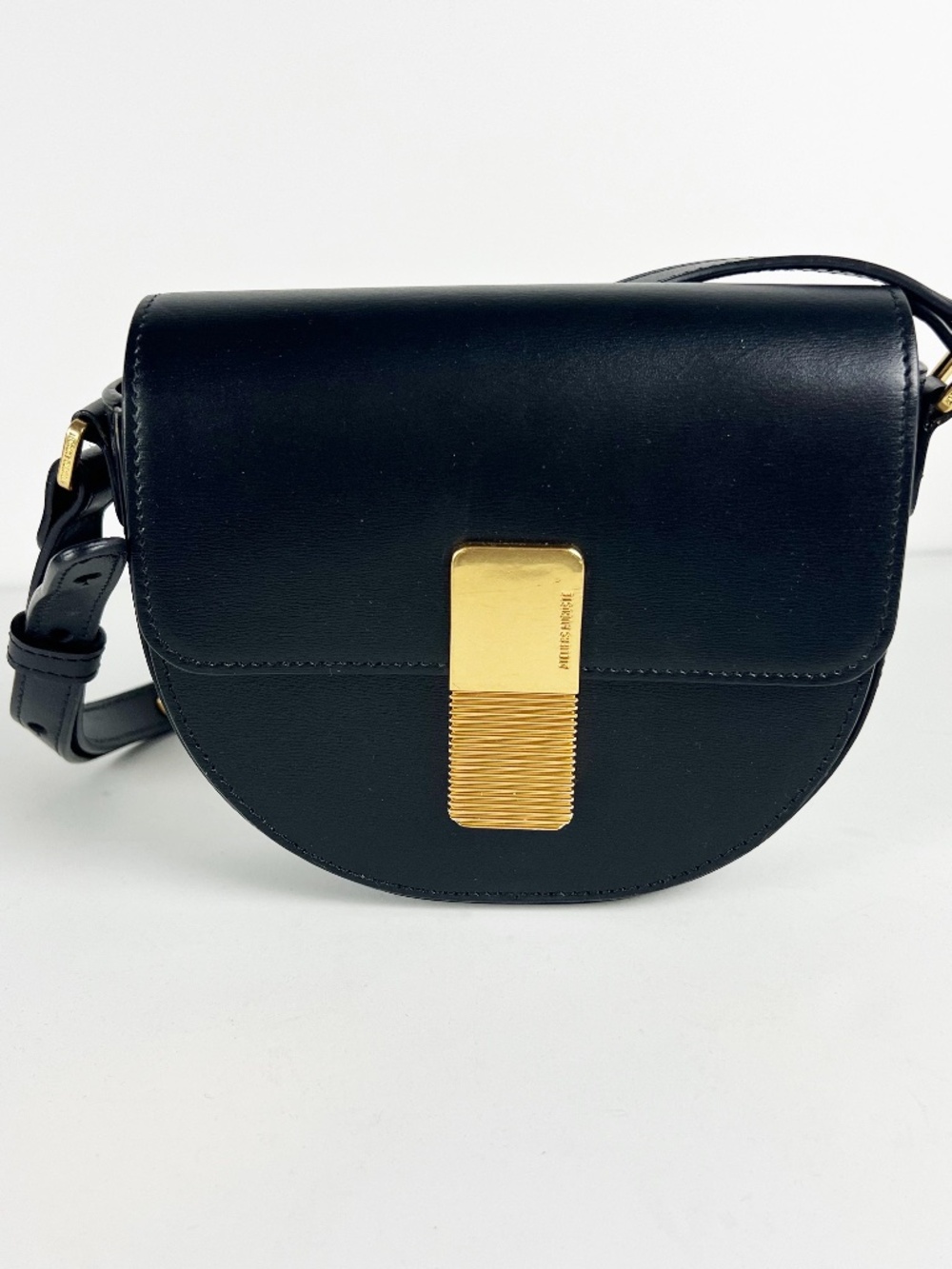 NEW Ateliers Auguste Sully Gold Edition Black Box Leather Crossbody Purse Bag